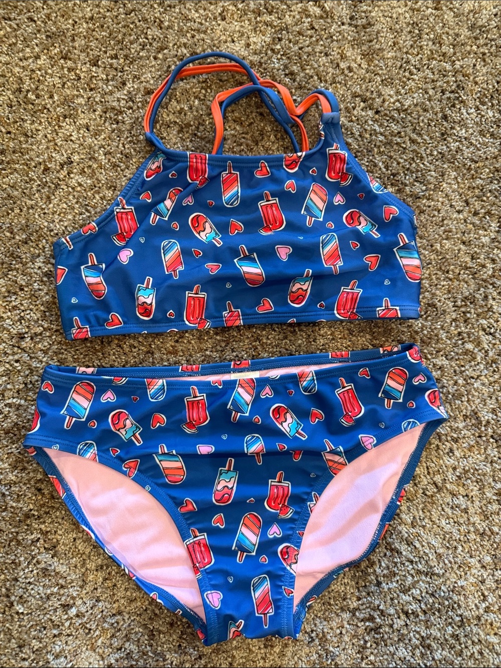 Girls Blue Popsicle Print Bikini Set